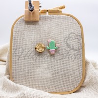 Магнитный держатель для игл Полимерная глина Двухсторонний Ручная работа "Кактусы", 3,7*3,5 см.