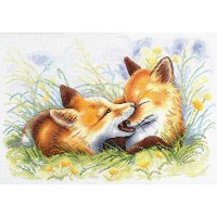 Набор для вышивания Крестиком Aquarelle (Акварель) А-011 "Лисьи шалости" 27х40 см.