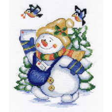 Набор для вышивания Крестиком М.П. Студия НВ-256 "Снеговик" 22х18 см.