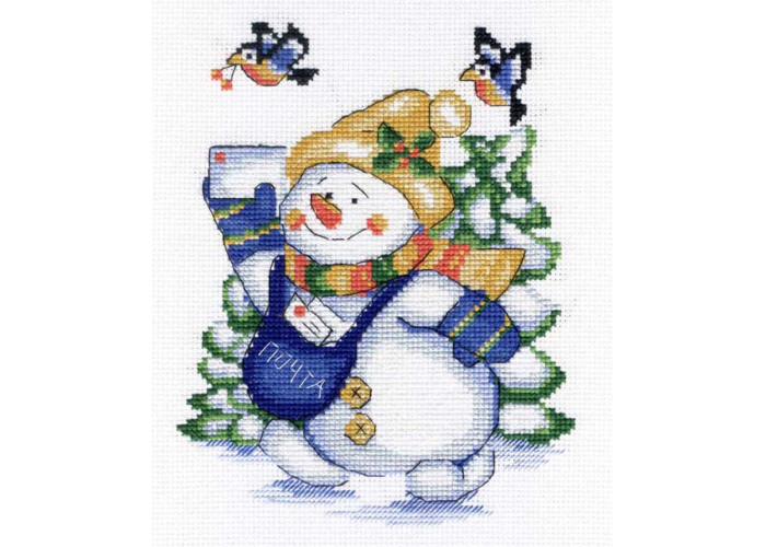 Набор для вышивания Крестиком М.П. Студия НВ-256 "Снеговик" 22х18 см.