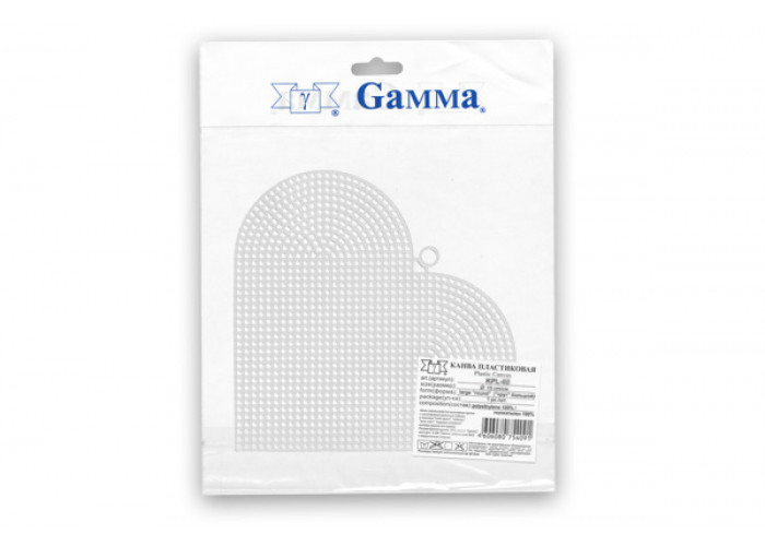 Канва для вышивания Однотонная Пластиковая 7ct Гамма (Gamma) KPL-04 "сердце" большое Прозрачная 17*15см (по 1 шт)