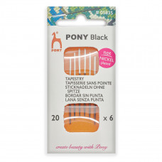 Иглы для Вышивки Ручные Pony №20 05835 BLACK Tapestrys, Ушко Белое ушко, 6 шт.