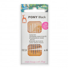 Иглы для Вышивки Ручные Pony №18-24 05841 BLACK Tapestrys, Ушко Белое ушко, 6 шт.