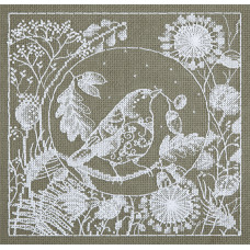 Набор для вышивания Крестиком PANNA (ПАННА) PT-1865 Белое кружево. Птица 19х19,5 см.