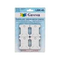 Шпульки / Бобины для ниток мулине Гамма (Gamma) LBK-40, Картон, Белый, 4*3,7 см., 40 шт.