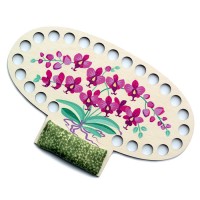 Органайзер для рукоделия Для ниток мулине с Игольницей RTO "Орхидеи", ячеек 22, Фанера, 10*20 см., по 1 шт.