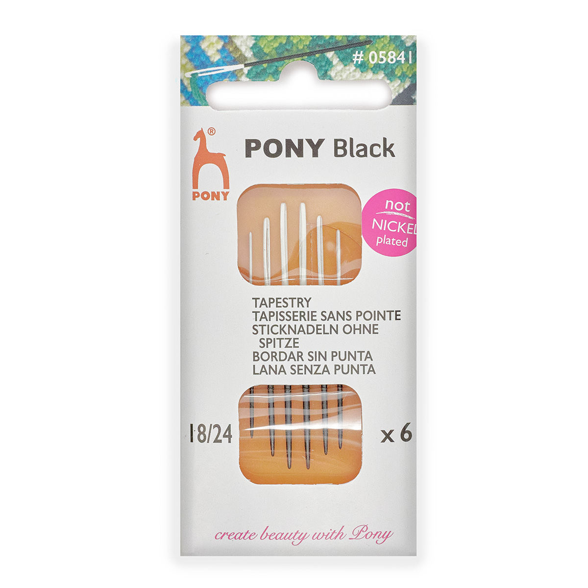 💲👉Купить Иглы для Вышивки Ручные Pony №18-24 05841 BLACK Tapestrys, Ушко  Белое ушко, 6 шт. в интернет-магазине ХлопокШоп.ру